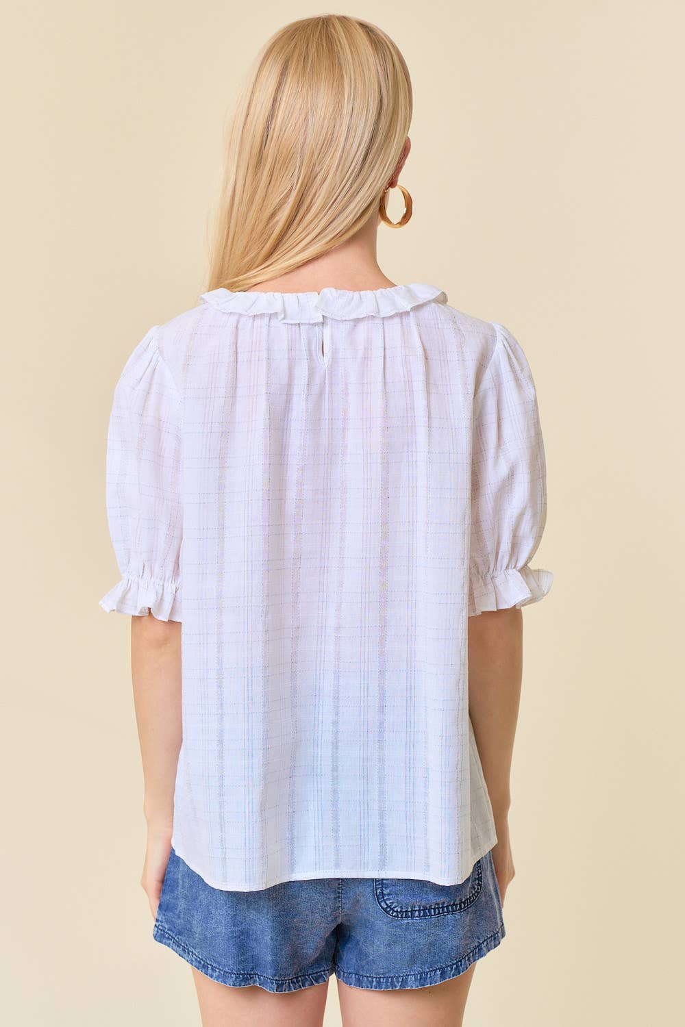 Taylor Textured Ruffle Short Sleeve Shirt