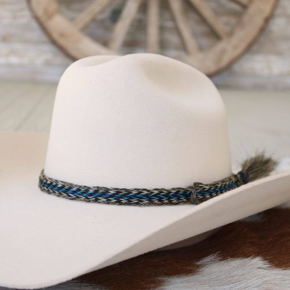 Horsehair Braided Blue Single Tassel Hat Band