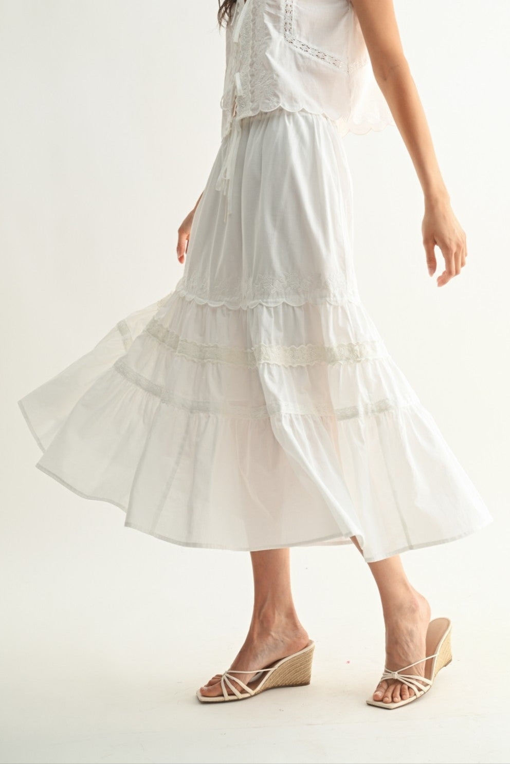Camellia Lace Skirt white midi summer skirt womens western boutique Boltranchstore.com free shipping