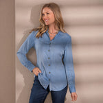 Utah womens western boutique rodeo Claire Signature Blend Solid Shirt Blue SKU CLAIRE25BLU Boltranchstore.com free shipping