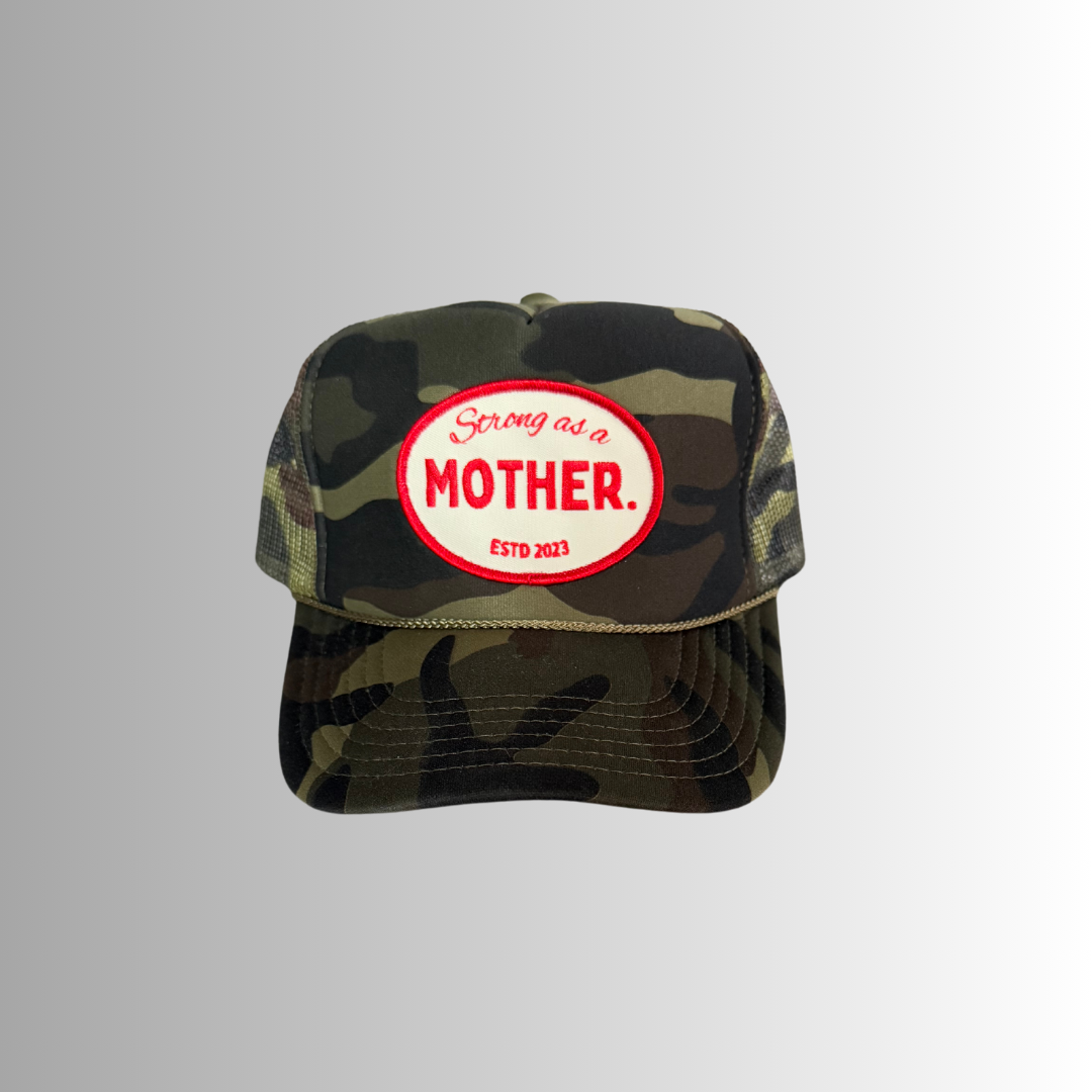 VINTAGE Strong as a mother Patch Hat in Camo