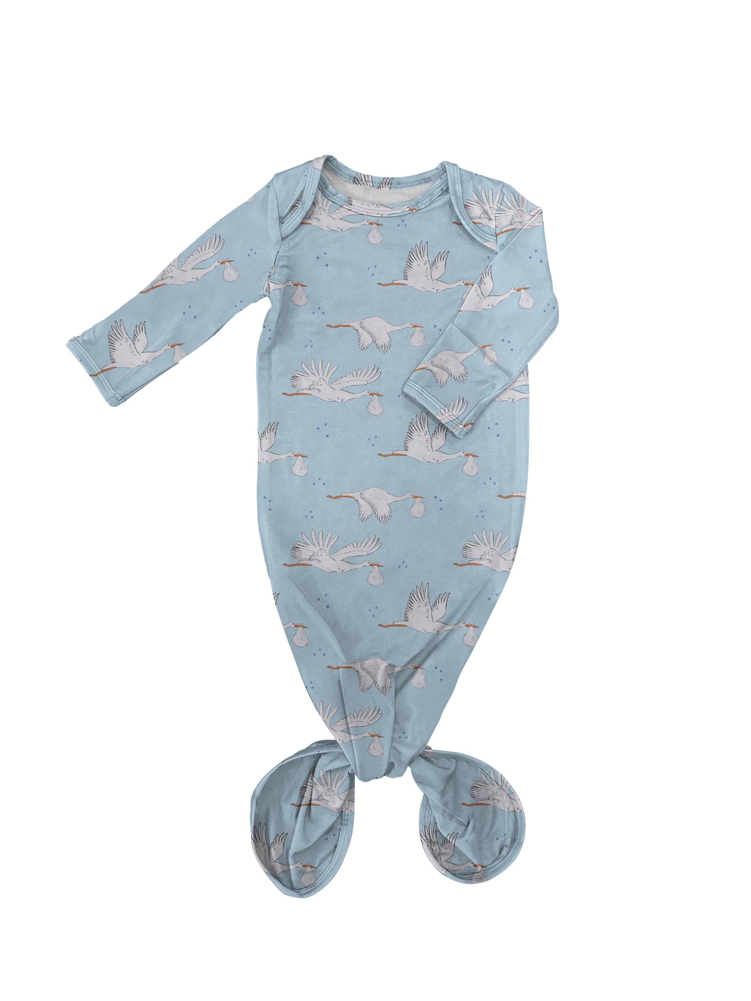 Blue Boy Stork Knotted Infant Gown