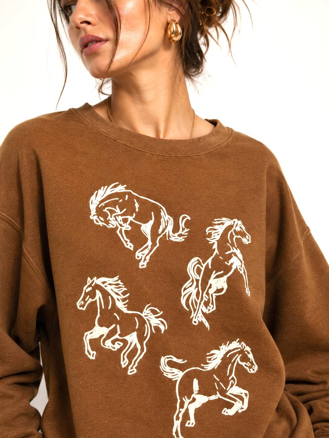Horses Puff Print Sweatshirt