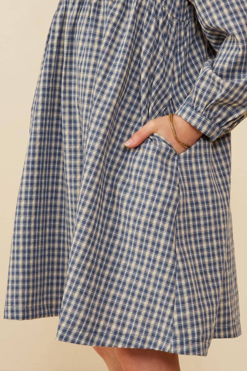 Girls Peter Pan Collar Plaid Dress