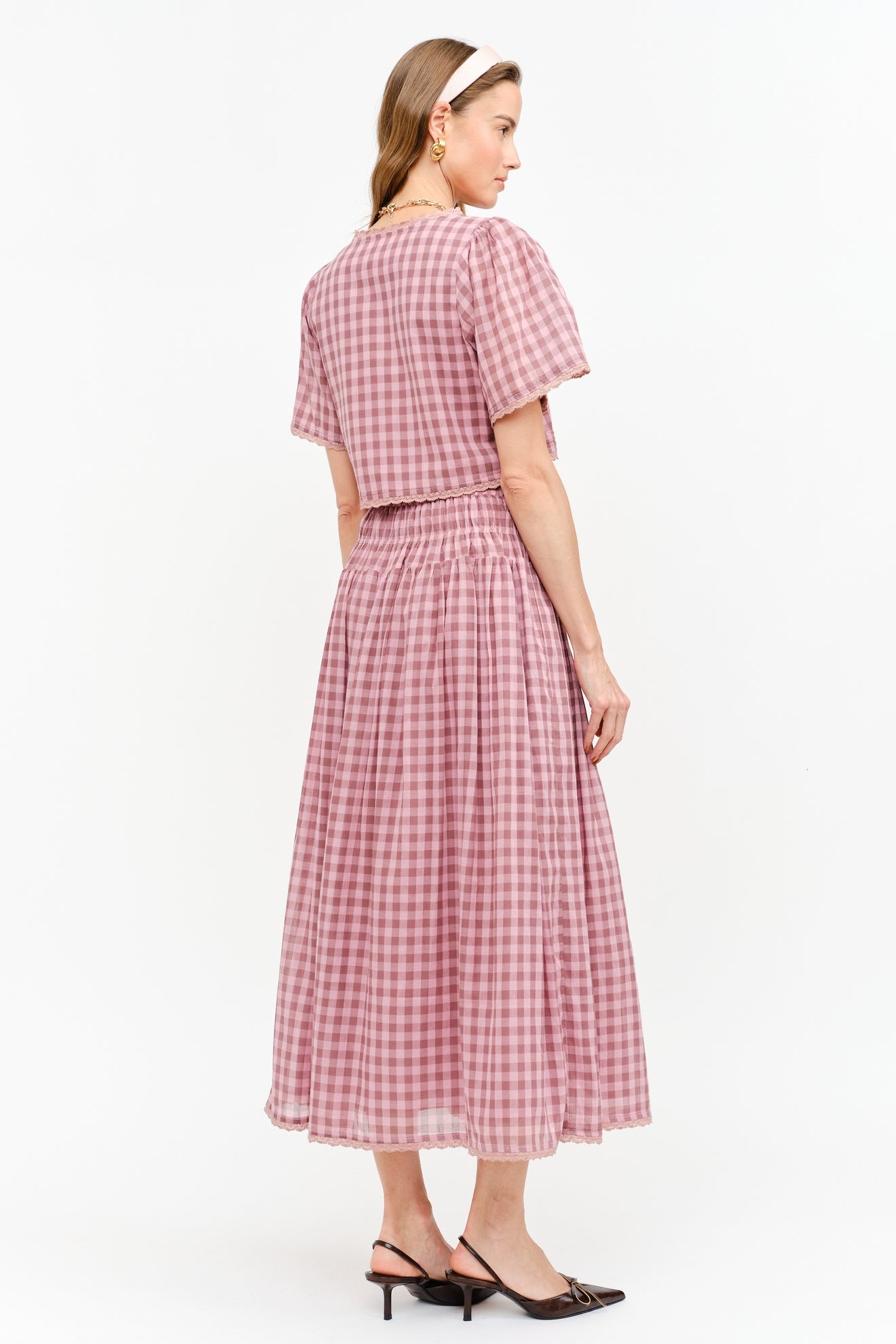 Amelie Skirt Mauve Gingham