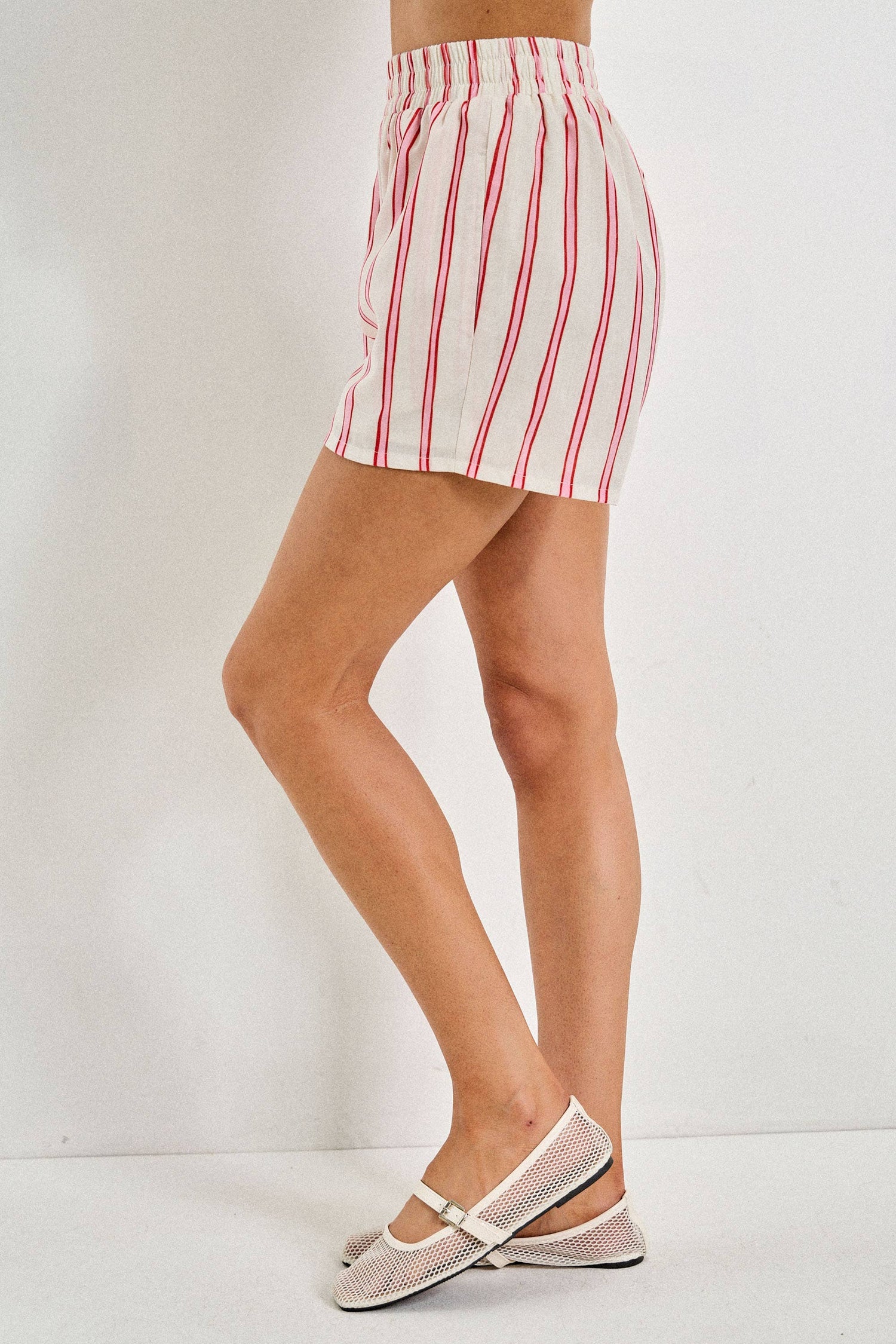 Veronica Striped Elastic Waist Shorts