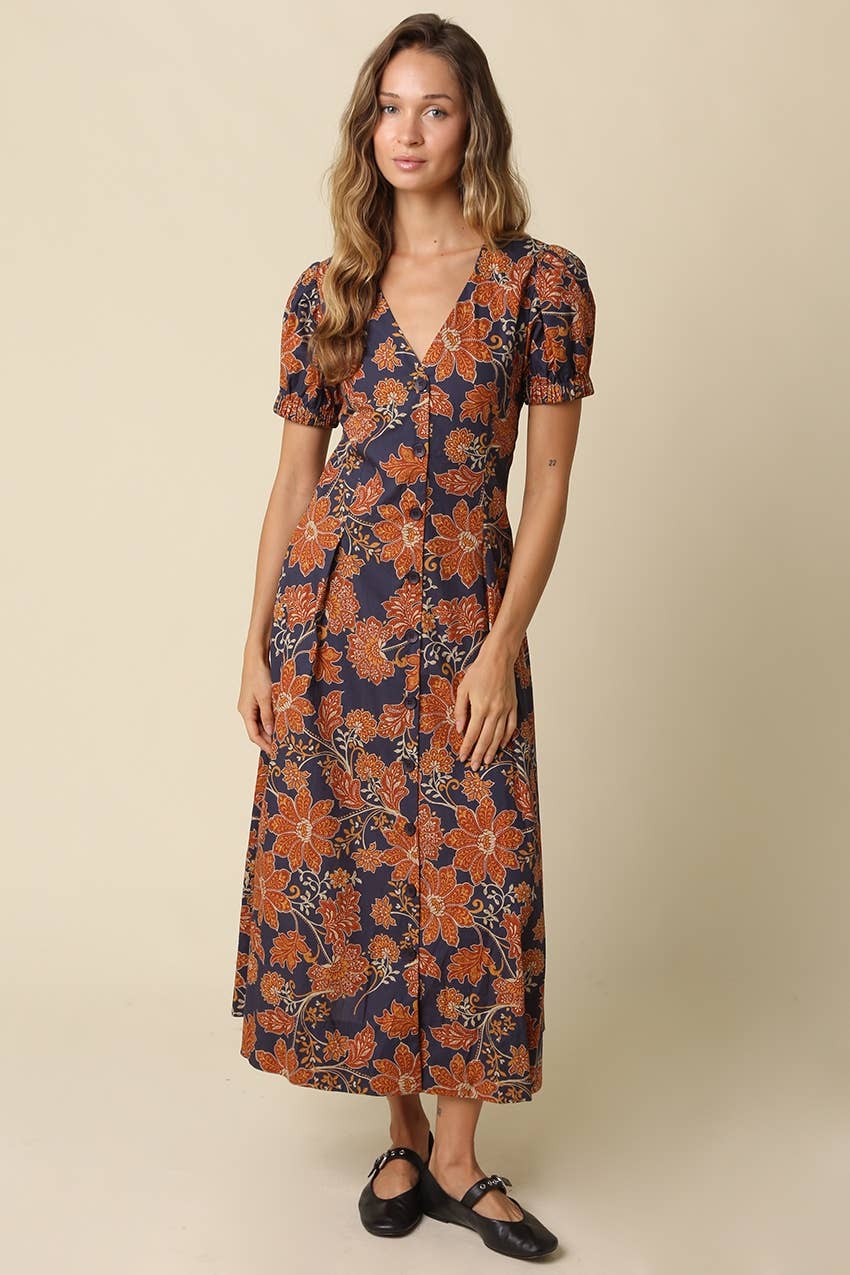 Hallie Floral V Neck Maxi Dress