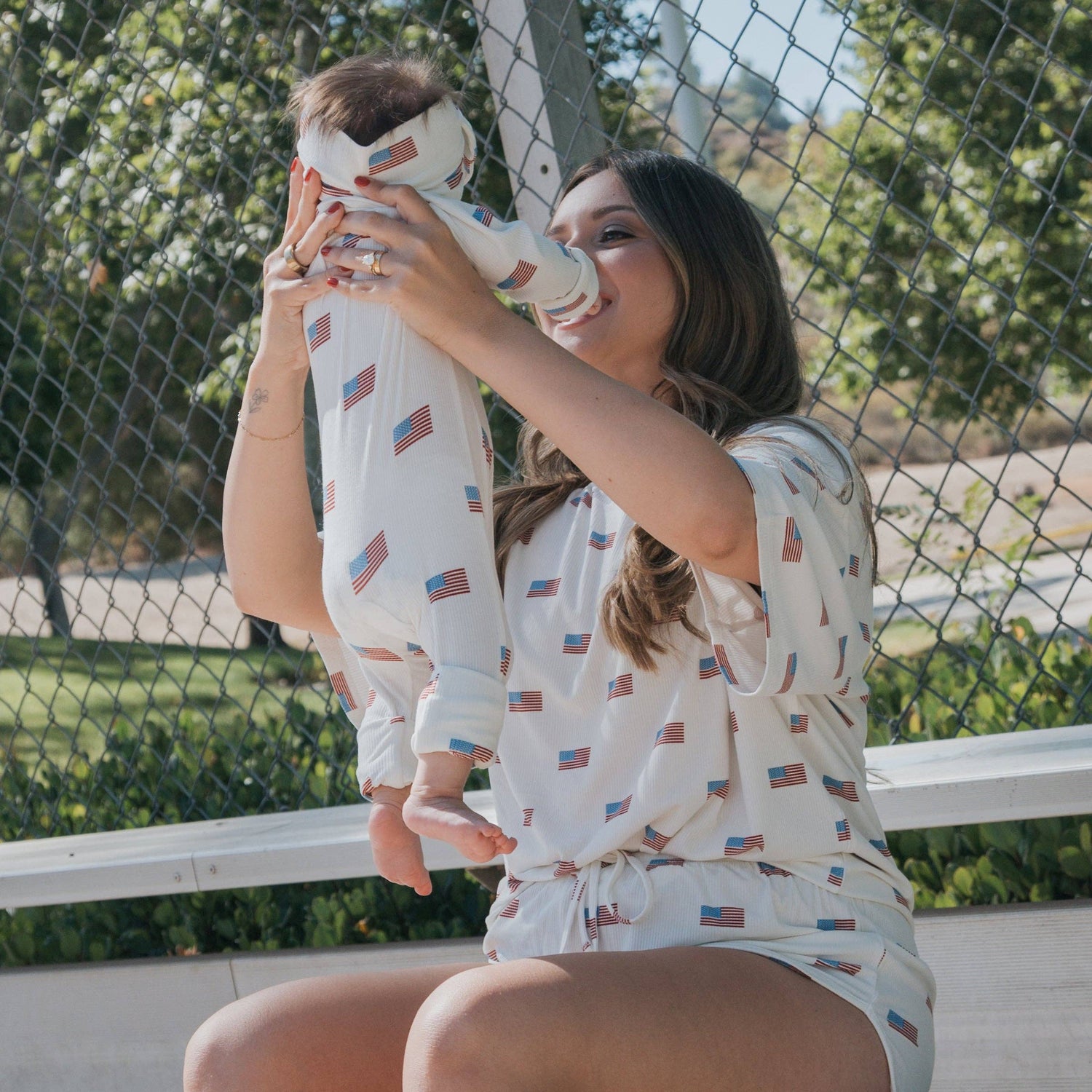 Bamboo Zip Pajamas Americana Ribbed