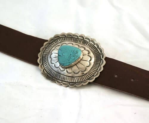 Silver Oval Buckle with Turquoise