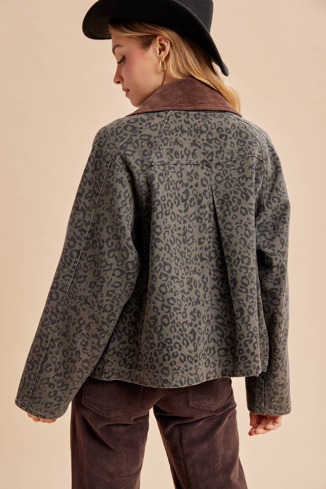 In Loom Leopard Chore Jacket pleated back yoke and dropped shoulders ranch wear