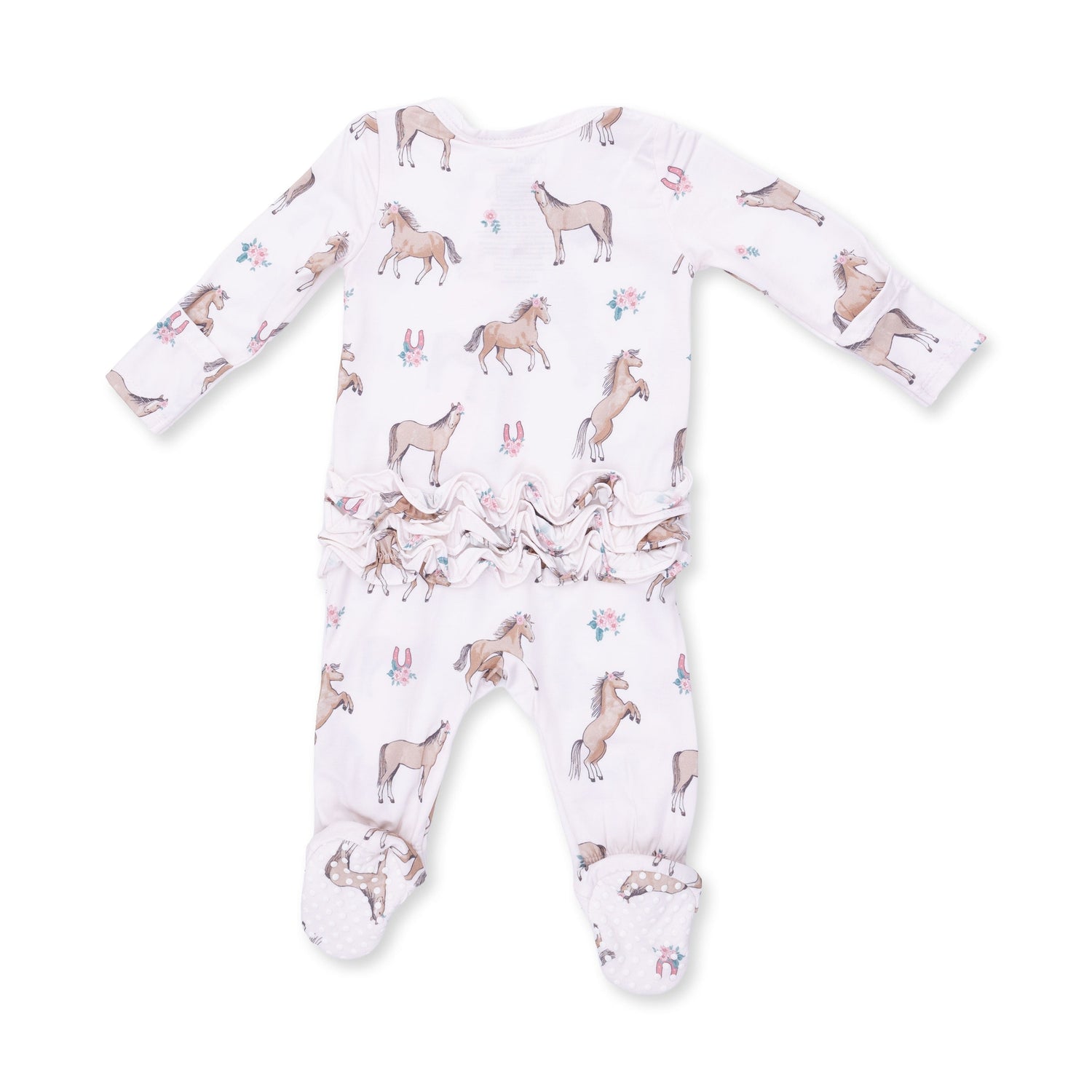 I Love Horses 2 Way Ruffle Back Zipper Footie