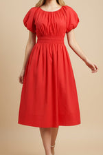 womens red summer dress Boltranchstore.com free shipping doen dupe bubble sleeve western fashion free shipping