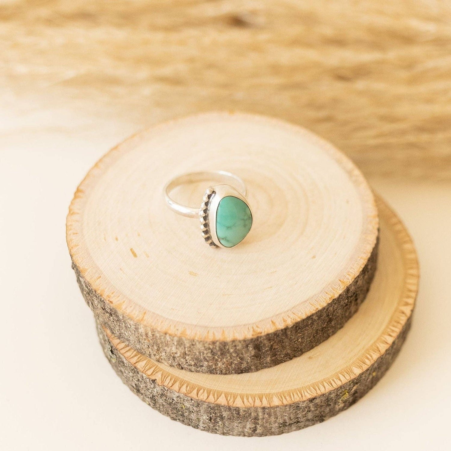 Beaded Edge Turquoise Ring