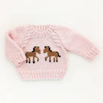 Pink knitted sweater with horse western horse ranch winter baby NFR boltranchstore.com country baby 