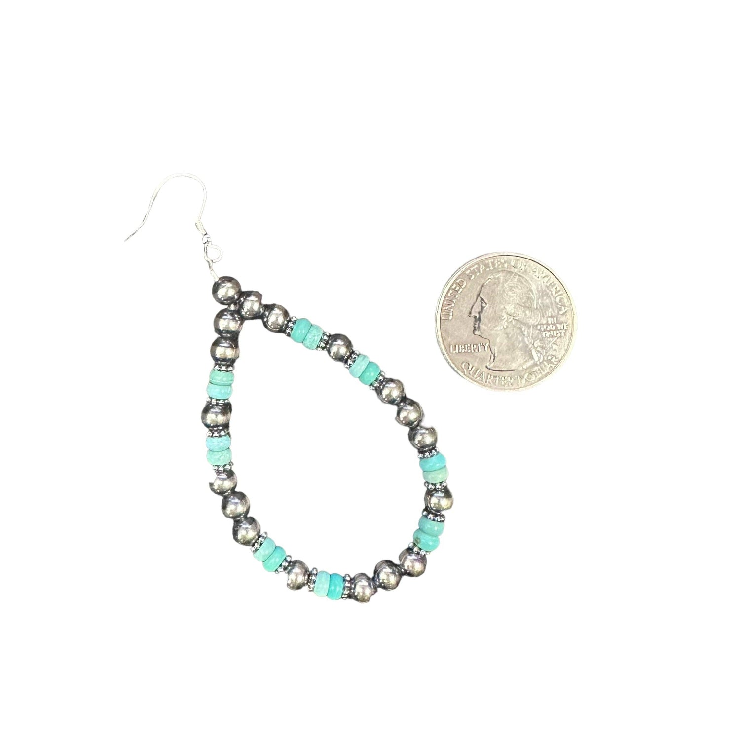 Blue Turquoise Navajo Pearl Loop Earrings