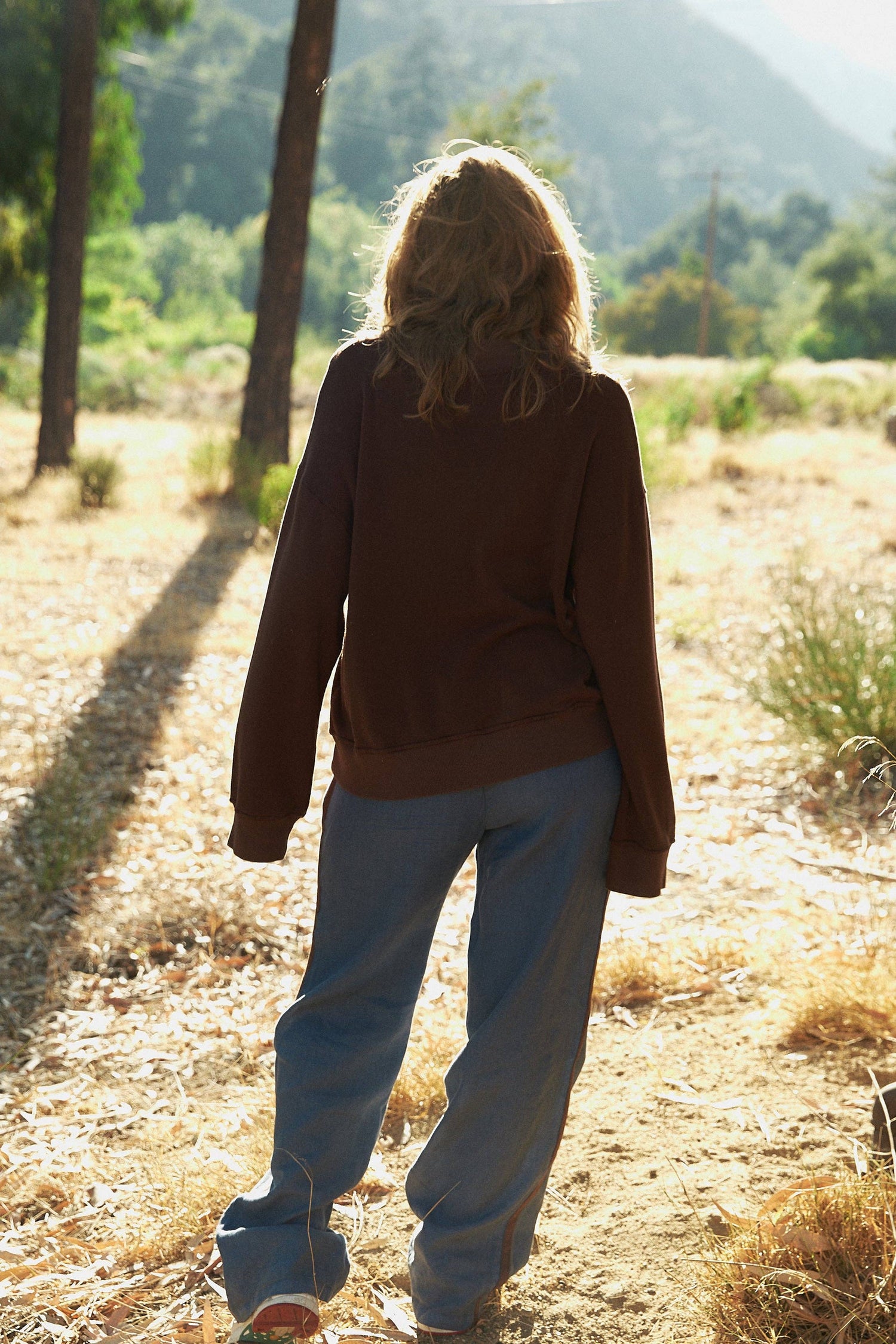 Linen Track Pant in Ocean