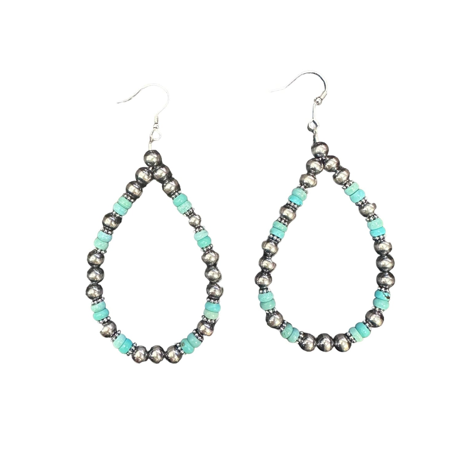 Blue Turquoise Navajo Pearl Loop Earrings