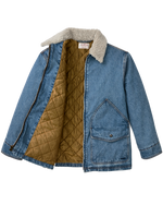 Filson Womens Insulated Denim Outfitter Coat Vintage Indigo finger length cut with extended coverage and clean lines womens western clothing