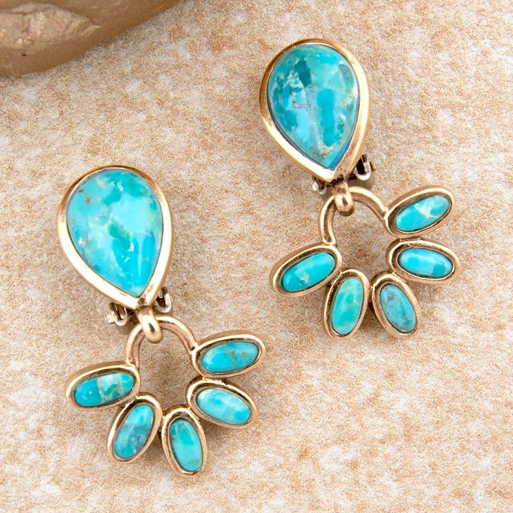 Mojave Blue Turquoise Golden Clip Earrings