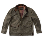 Madison Creek Duvall Washed Cotton Twill Field Jacket Dusty Olive chest and lower patch pockets with suede trimmed flaps and concealed snaps cowboy outerwear