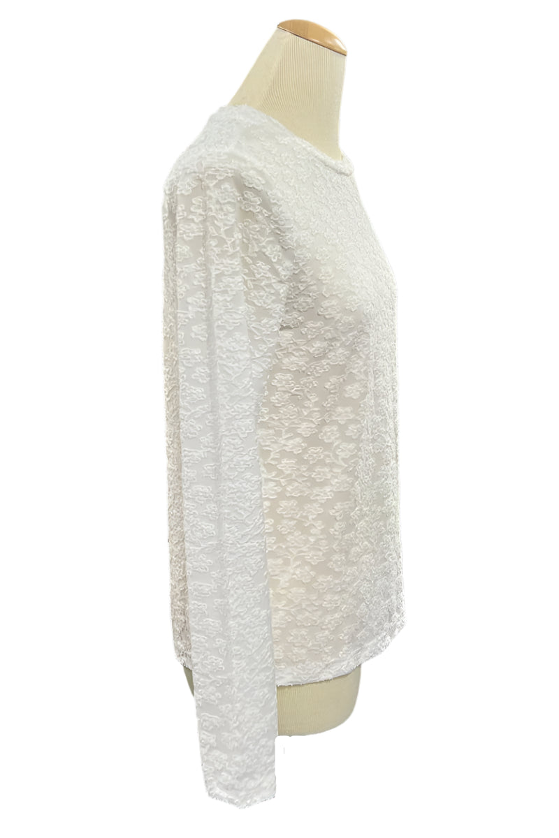 Dylan Mesh Flowers Tee White