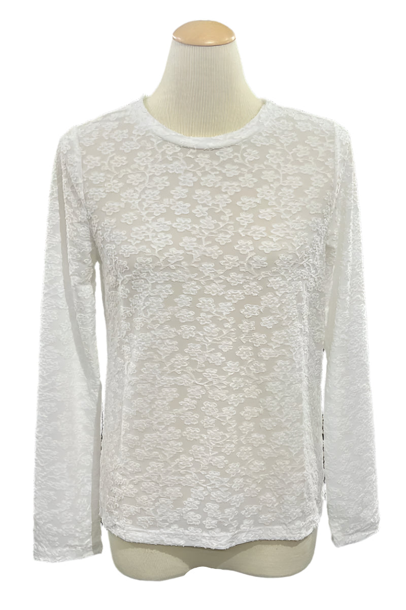 Dylan Mesh Flowers Tee White buy at boltranchstore.com