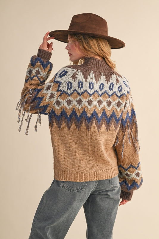 Aspen Fair Isle Fringe Sweater