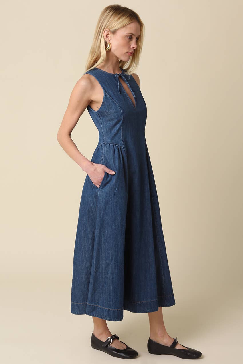 Kathy Denim Keyhole Dress