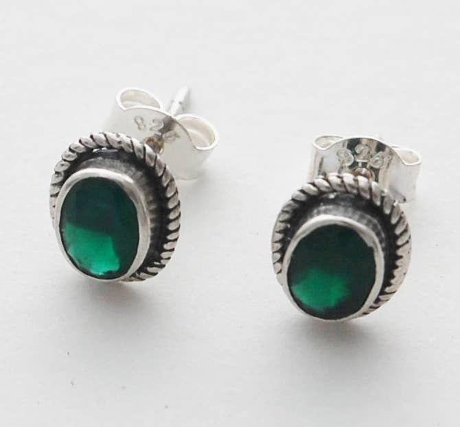 Moose Nature Gem Emerald Agate Earrings sterling silver