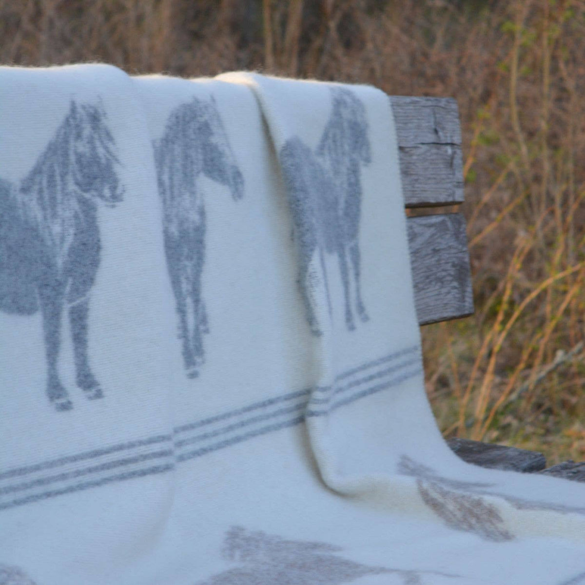JJ Textile Pony Soft Grey and Brown Wool Blanket