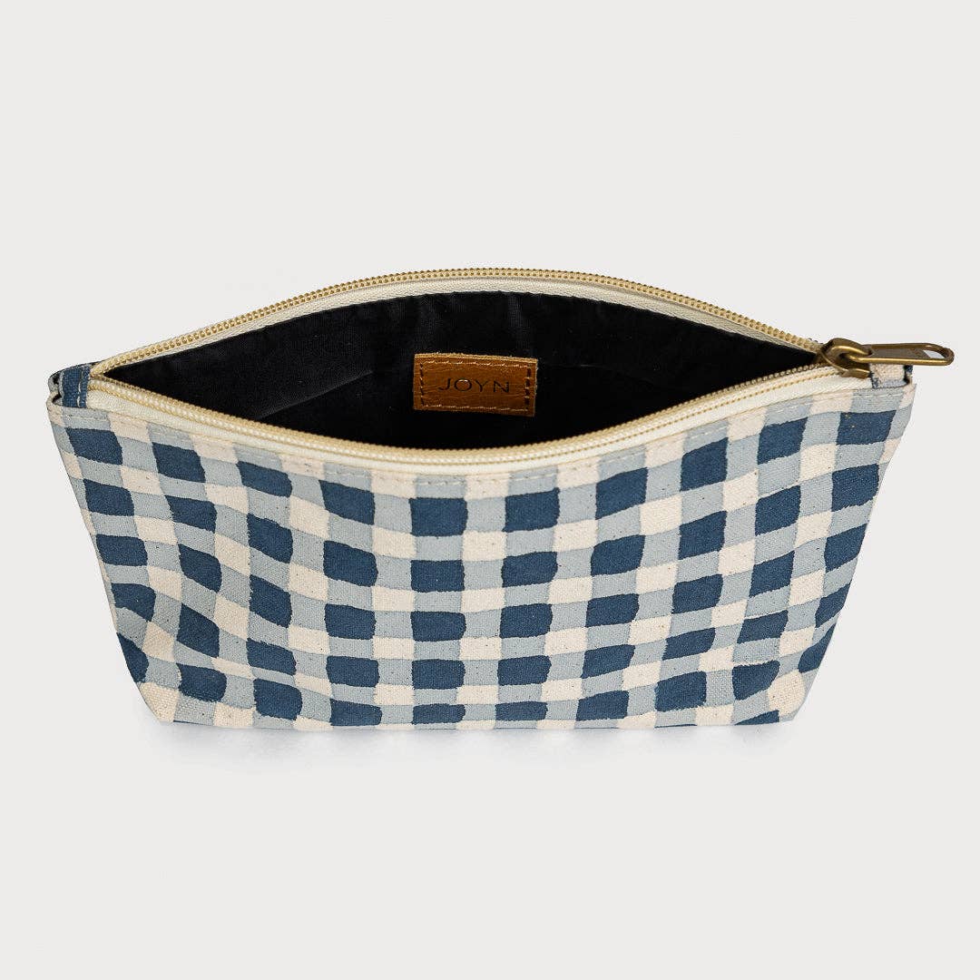 Waterproof Indigo Gingham Pouch