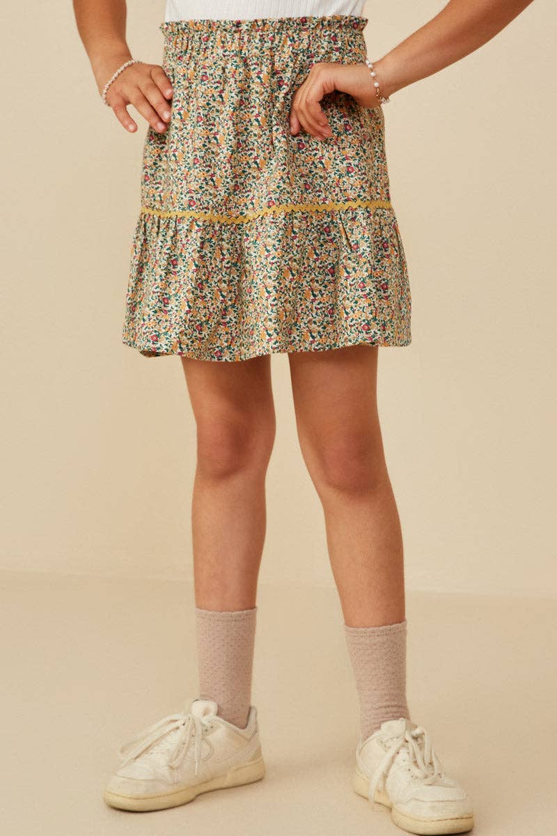 Girls Wavy Twill Trimmed Printed Skirt Hayden LA Girls free shipping Boltranchstore.com