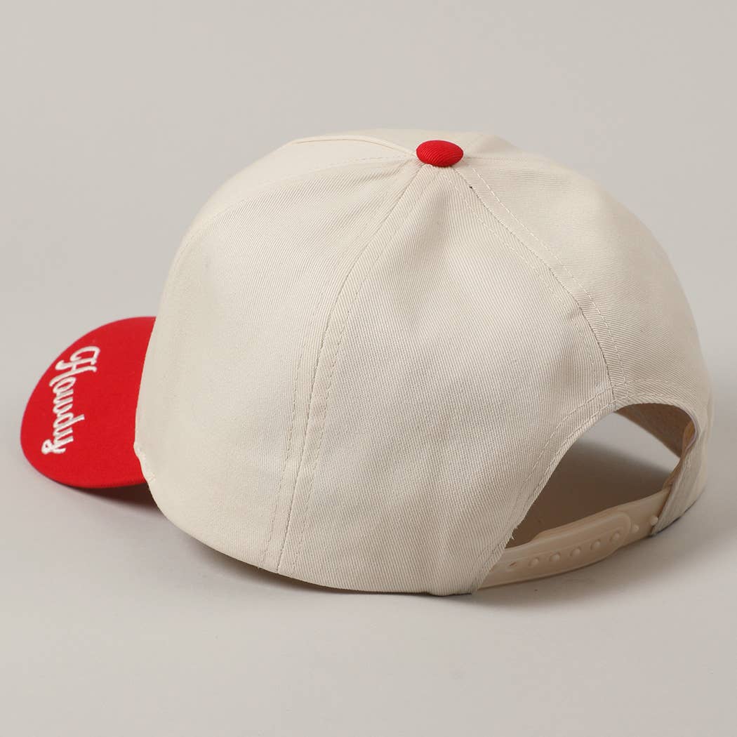 Cowboy Horse Embroidery Red Beige Hat