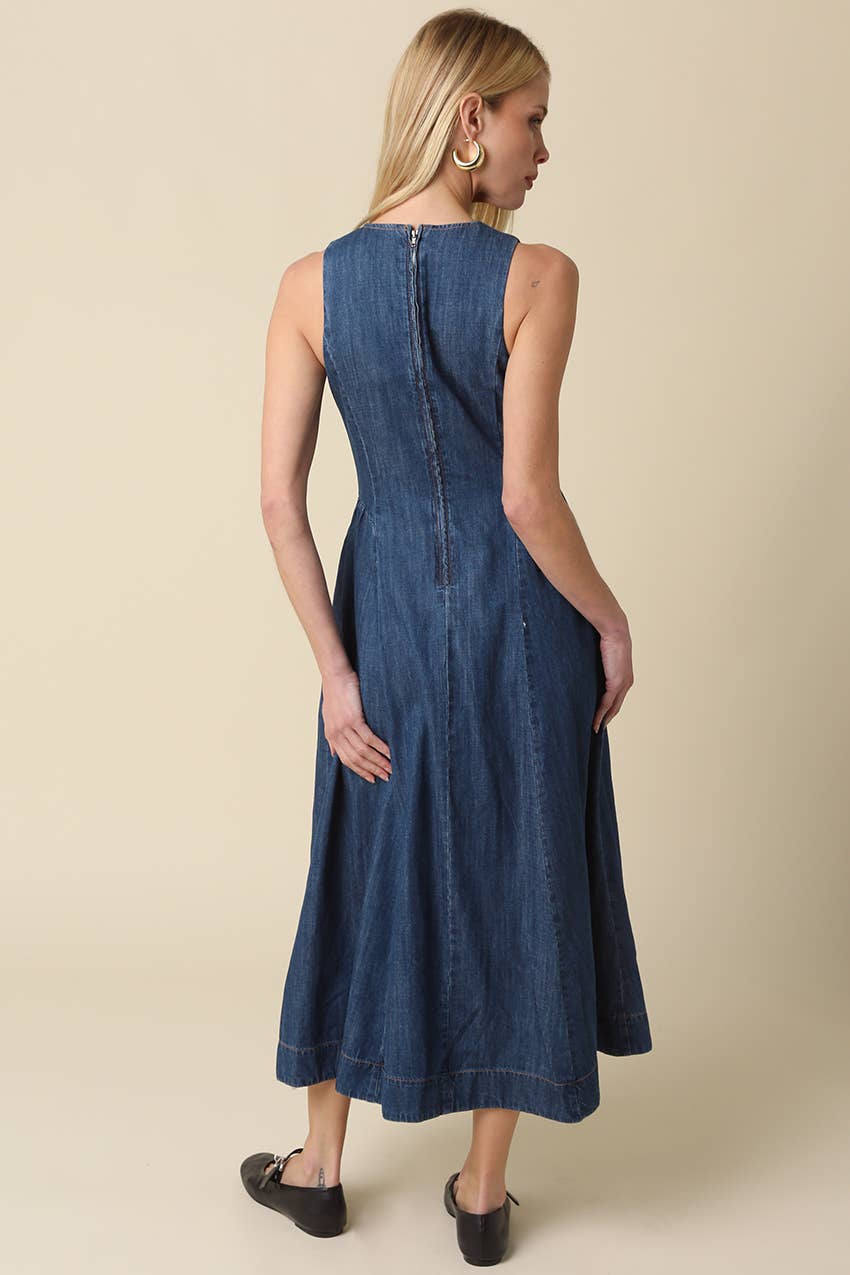 Kathy Denim Keyhole Dress