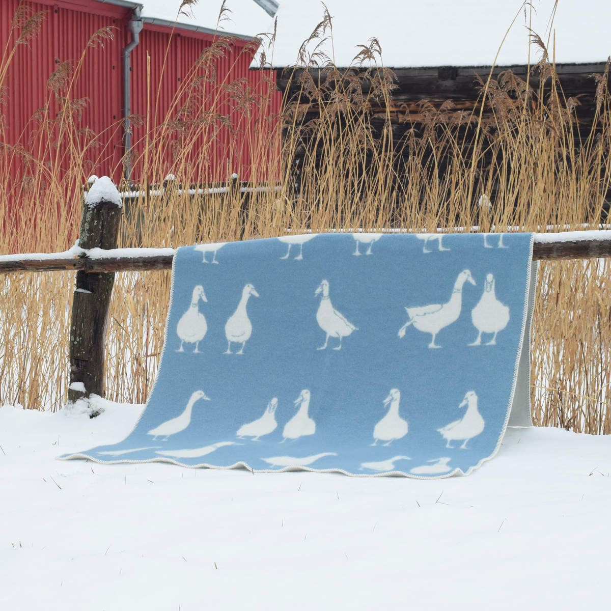 JJ Textile Duck Blue Wool Blanket