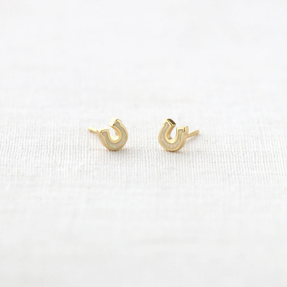 Opal Horseshoe Stud Earrings