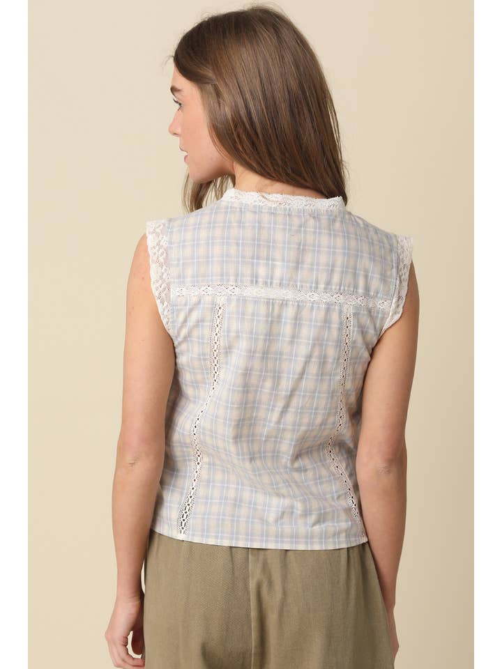 Kylie Plaid Eyelet Vest