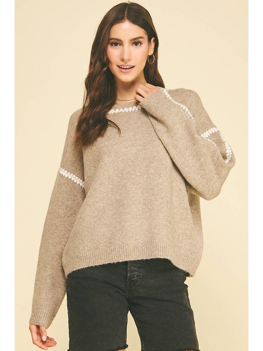 Kelbee Stitch Embroidered Knit Sweater