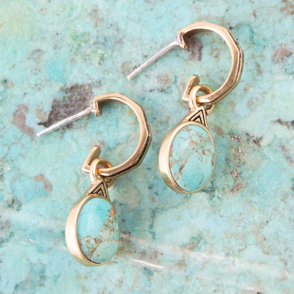 Nova Half Hoop Turquoise and Bronze Earrings