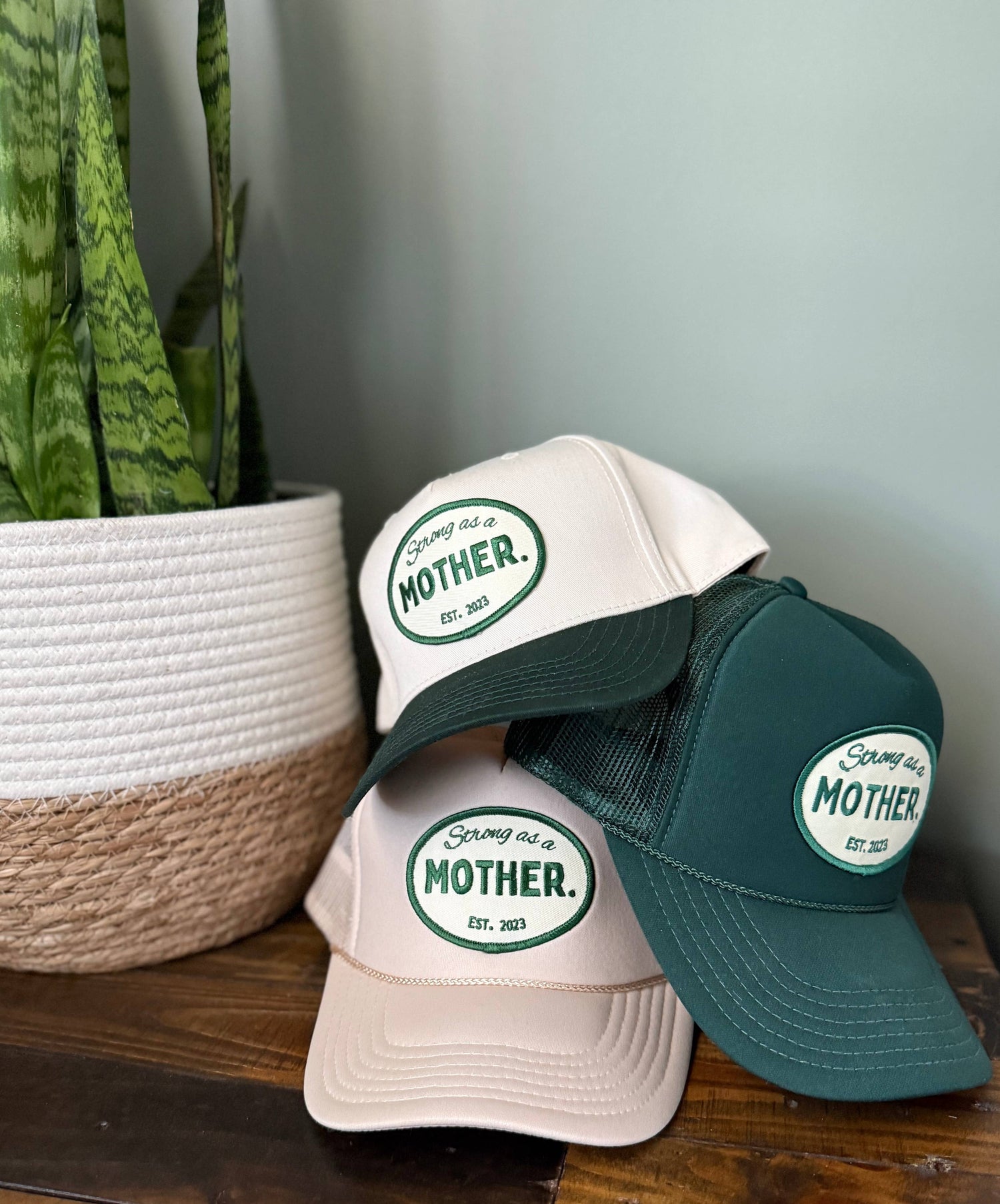 VINTAGE Strong as a Mother Patch Hat in Forest Green