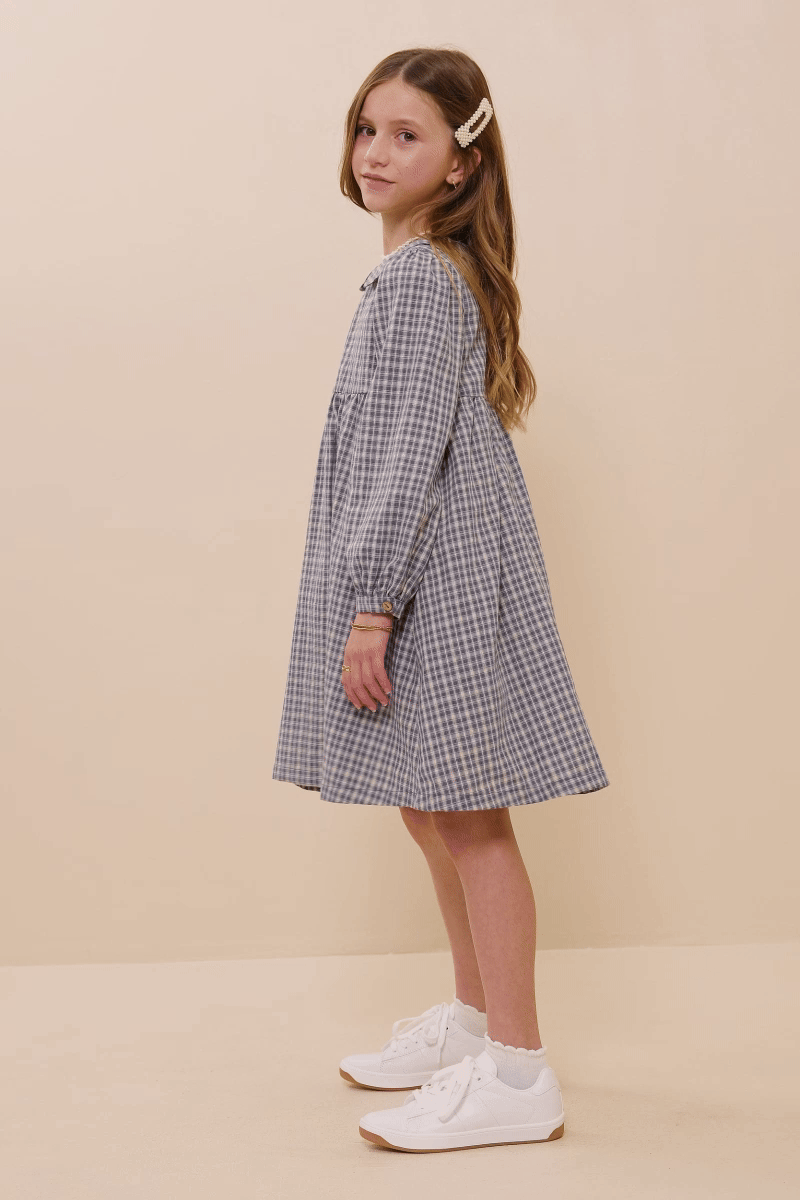 Girls Peter Pan Collar Plaid Dress