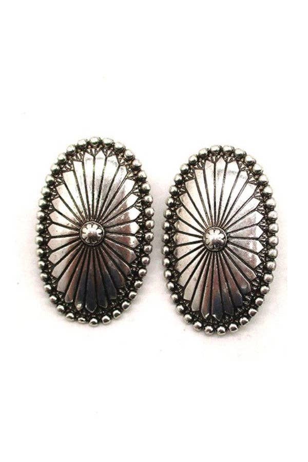Western Oval Concho Earrings