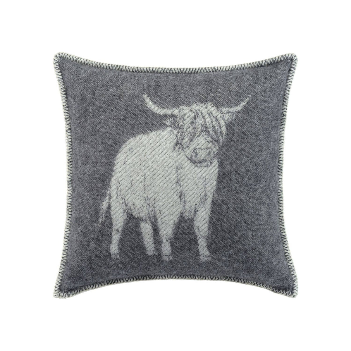 JJ Textiles Soft Black Highland Cow Wool Cushion