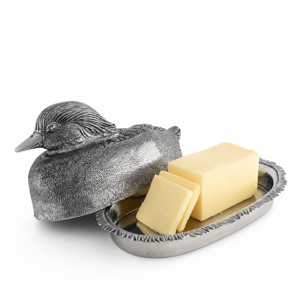 Pewter Mallard Duck Butter Dish