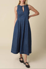 womens denim keyhole tie dress maxi dress western fashion boltranchstore.com Bolt Ranch Store Olivaceous