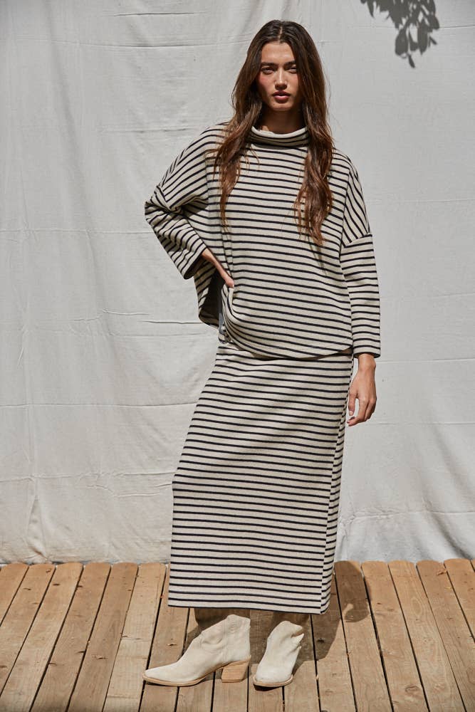 Hailee Knit Striped Pencil Maxi Skirt