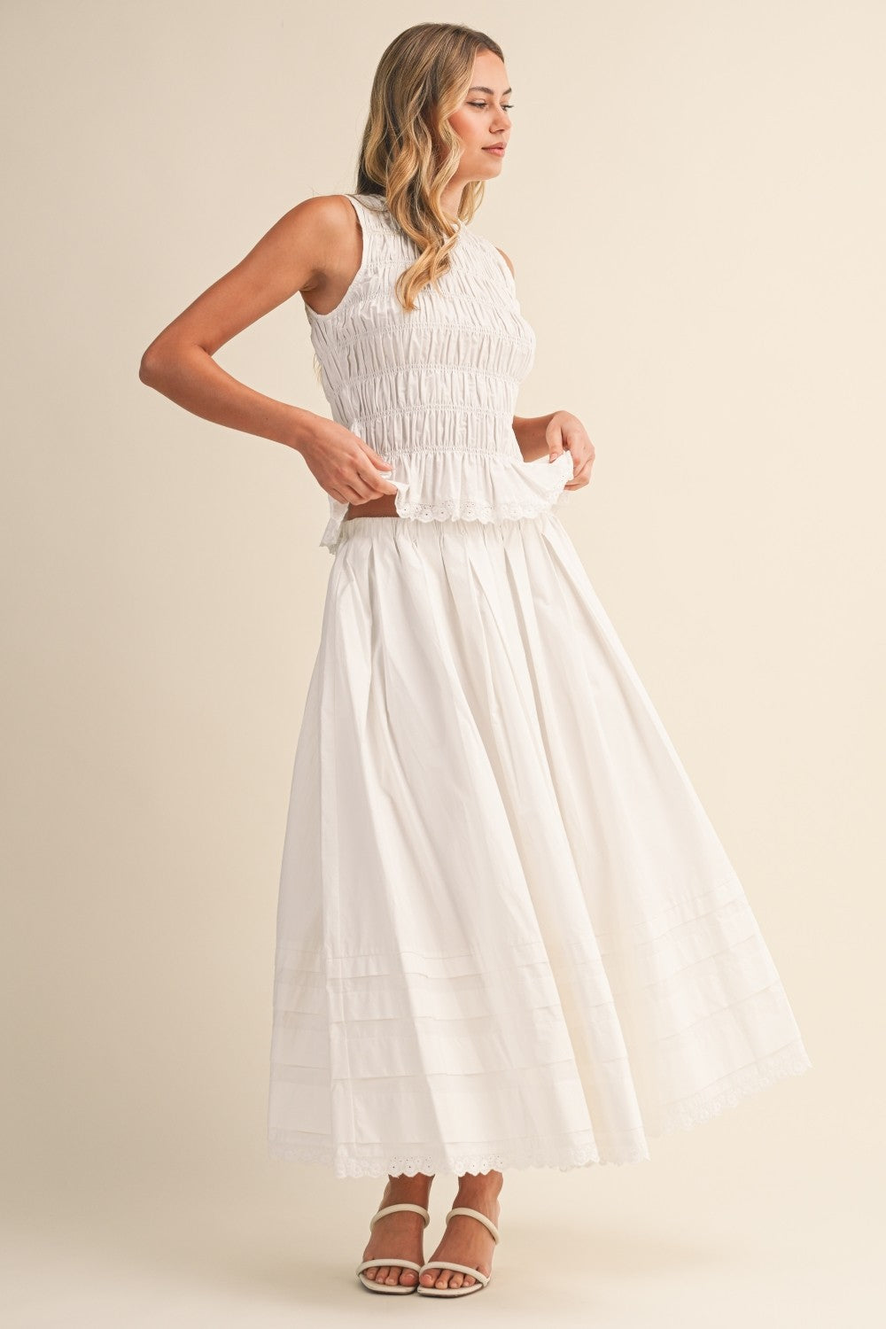 Stella Smocked Top and Midi Skirt Set