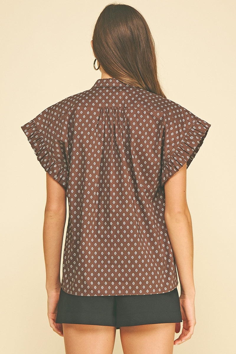 Gina Geometric Diamond Print Shirt