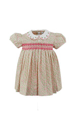 Girl Dress Tan Floral Puff Sleeve free shipping at boltranchstore.com