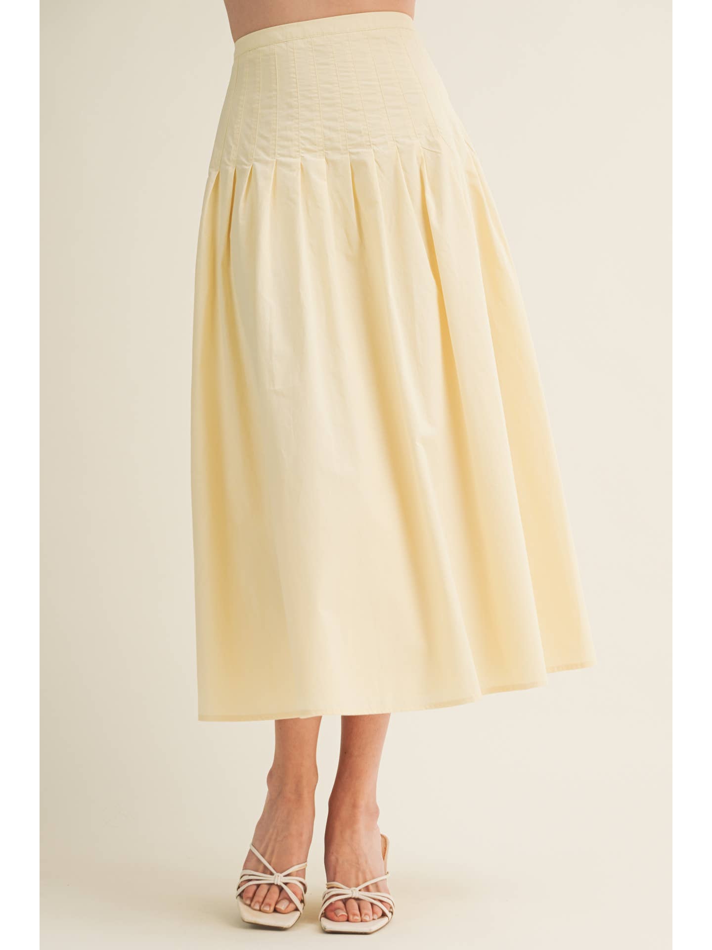 Isabella Poplin Skirt with Pleated Details